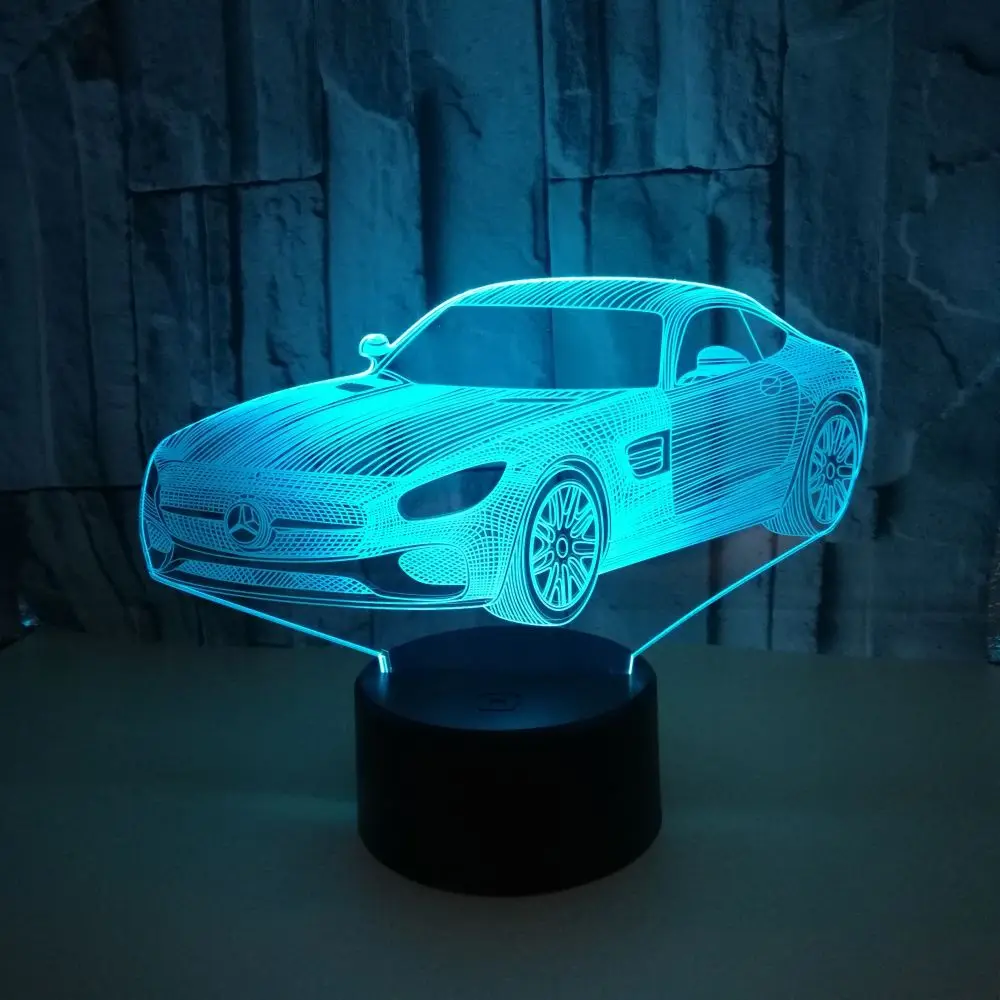 Car Acrylic 3D Table Lamp LED Night Ligth Colorful Remote Control Atmosphere Home Bedroom Decoration Best Toy Gift