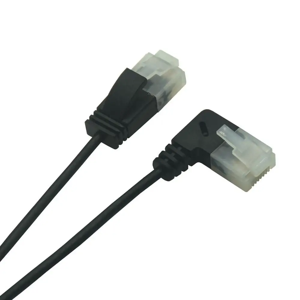 Superfine Ultra cienki kabel Ethernet Cat6 RJ45 prawy lewy w górę w dół 90 stopni kąt UTP przewód sieciowy Cat6a Lan krótki kabel