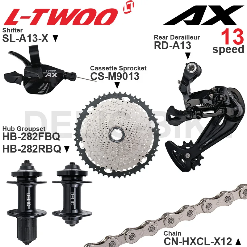 

LTWOO AX 13 speed MTB Groupset include Right Shifter Rear Derailleur and SUGEK Cassette Sprocket 50T 52T X12 Chain HUB 32H 36H