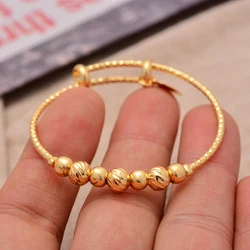1pcs Ethiopian Arab Gold Color Bangle for Girls/Baby Gold Color Charm Beads Bracelet Small Bell/Heart Jewelry Child Party Gifts