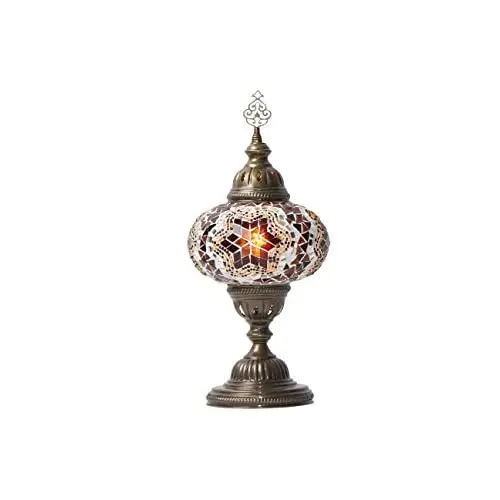 Handmade Turkish Mosaic Table Lamp (Egyptian, Arabian, Moroccan) (Amber Star)