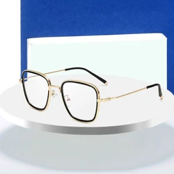 HOTOCHKI Trendy Unisex Anti-radiation Spectacles Eyeglass Vintage Style Women/Men Popular Round Metal Clear Lens Glasses Frame