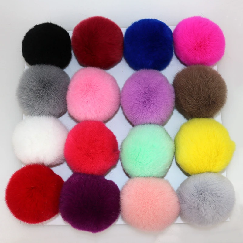 8cm Félkegyelmű Nyúl Bunda golyós DIY kézműves Anyagellátás Ruházat Megvarr Bolyhos pompom golyós handmade keychain Öltözés Fejfedő accessor 1pcs