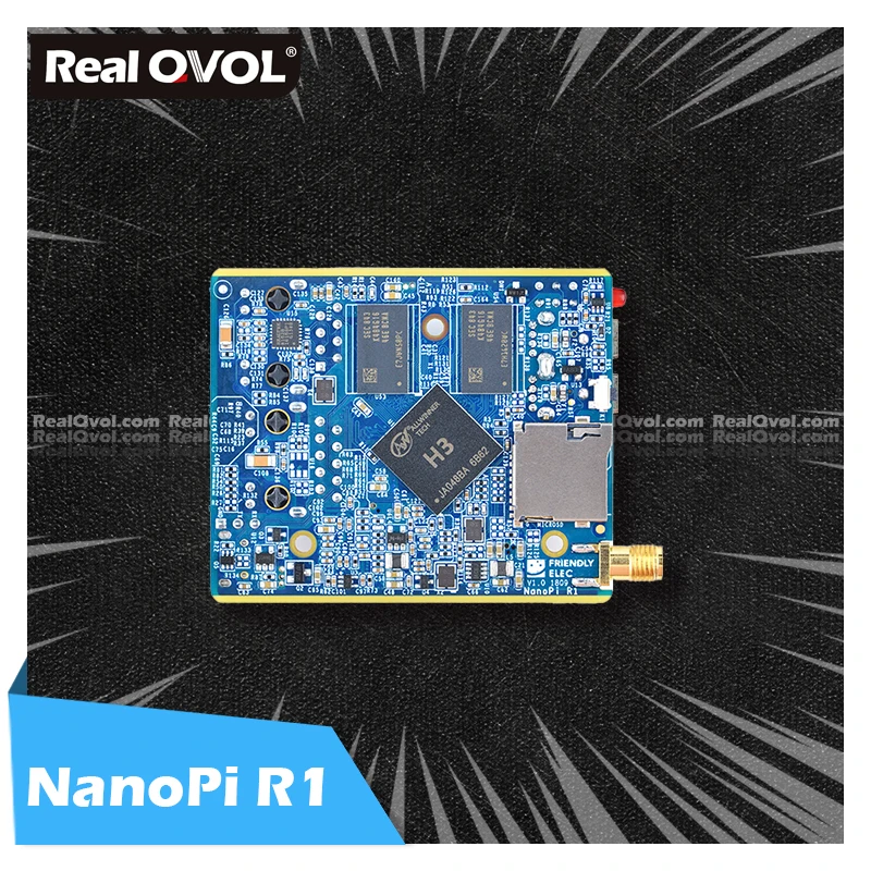 RealQvol FriendlyELEC NanoPi R1 Board Allwinner H3 Quad-Core A7 Dual Etuernet Port/WiFi/Bluetooth UbuntuCore/FriendlyWRT System