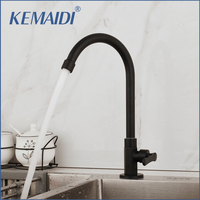 KEMAIDI Matte Black Kitchen Faucets 360 Swivel Bathroom Basin Sink Tap Crane Only Cold Water Faucet Deck Mounted Faucets