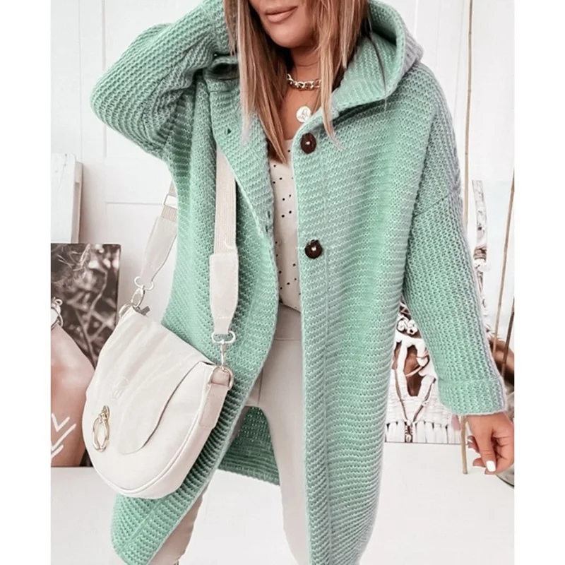 Phụ Nữ Trung Dài Tất Cả Trận Đấu Cardigan Hàn Quốc Năm 2021 Thời Trang Tay Cánh Dơi Áo Len Thu Đông Hoodie Áo Len Người Phụ Nữ áo Khoác Của