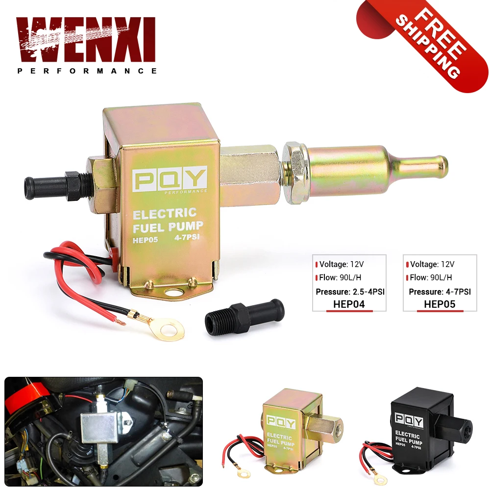 Electronic 12V Fuel Pump 2.5-7PSI Pressure 90LPH Gas Petrol Diesel Compatible FEP12SV E8012S For Auto Carburetor Motorcycle