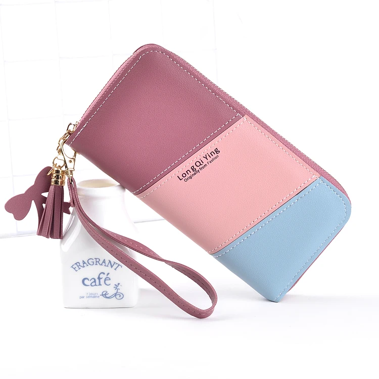 

Zipper Coin Purse Wallets Lady Purses Handbags Women Clutch Cards Holder Patchwork Girls Moneybag Wristlet Bag Billfold Wallet