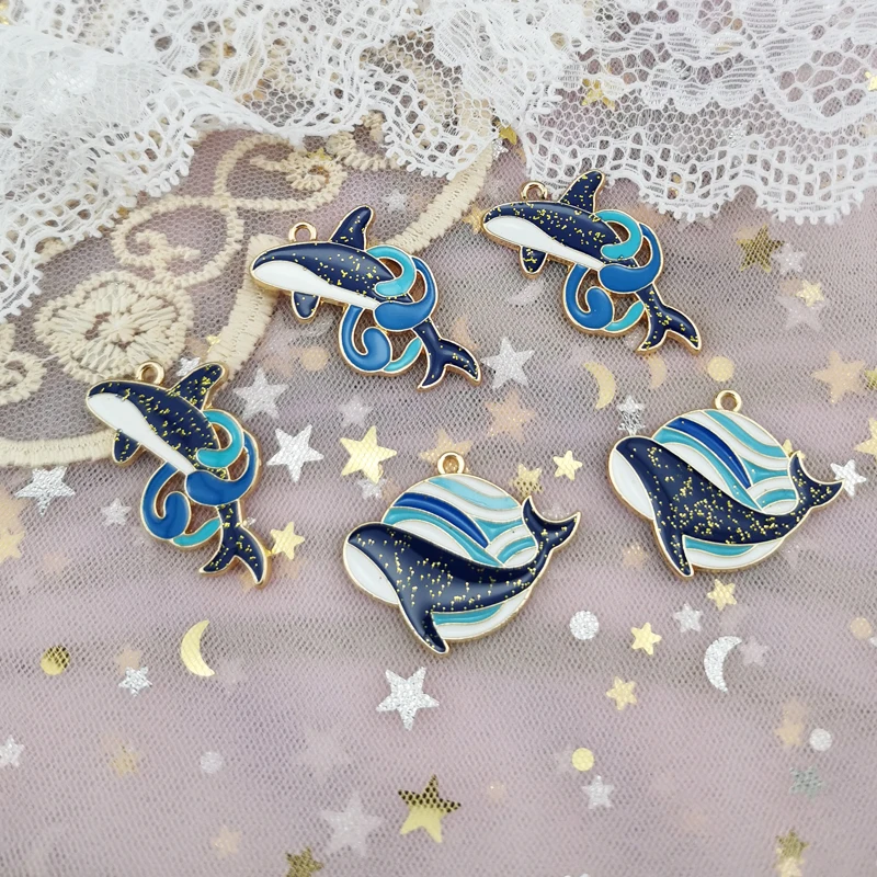 10db Keverés Lelök Beolajoz Zománc Dolphin Bálna charms Medál számára DIY Karcsat Nyakdísz ékszer Gyártás kiegészítők