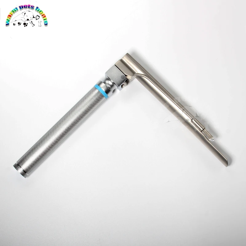 Stainless Steel Anesthesia Laryngoscope for Animals Dog Cat LED Lamp Laryngoscope with 5 Blades Veterinary Equipment