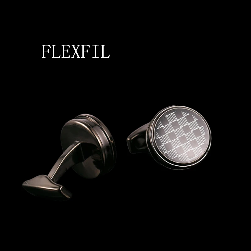 FLEXFIL Luxury shirt cufflinks for men's Brand cuff buttons cuff links gemelos High Quality round wedding abotoaduras Jewelry