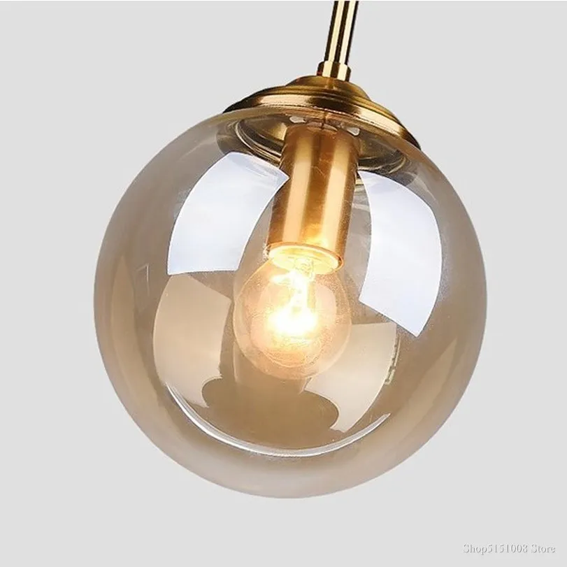 Imagem -03 - Lustre Pingente com Bola de Vidro Estilo Nórdico Luminária de Teto Suspensa Simples para Corredor Bar Quarto Recepção Moderna