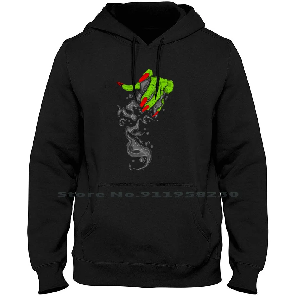 Black Smoke Hand Men Women Hoodie Sweater 6XL Big Size Cotton Halloween Fantastic Gothic Smoke Black Magic Green Lack Hand Sm