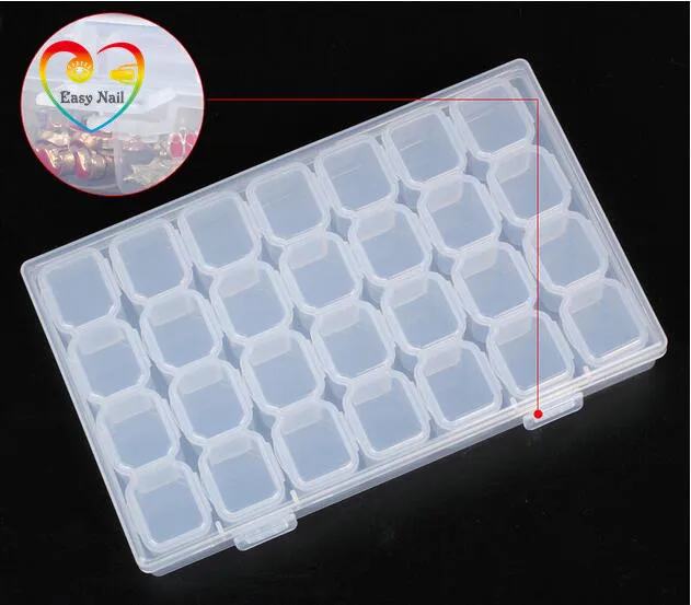 

Hot 1PC 28 Grid Removable Empty Nail Decoration Storage Box Case Nails Tool Box herramienta de clavos Placement