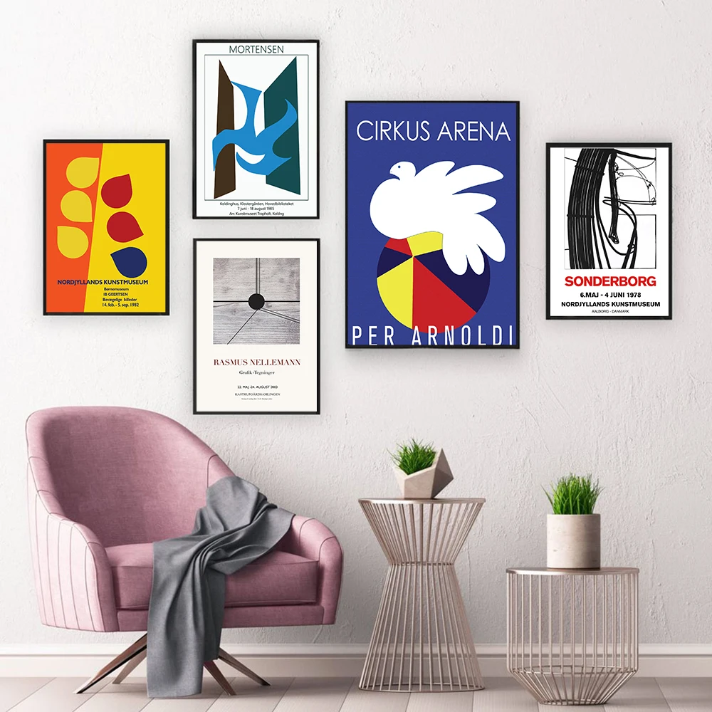 Scandinavian Artist Compilation Artwork Posters and Prints Canvas Painting Abstract Geometry Wall Pictures For Study Room Decor