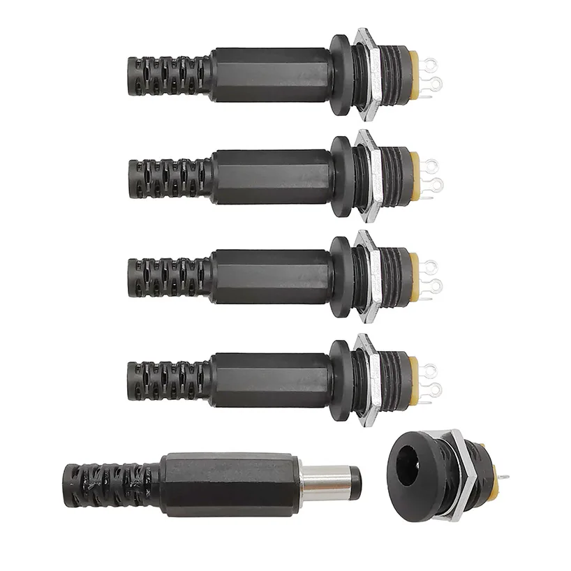 10 Stücke (5 Paar) 12 V 3A 5,5x2,1mm DC Power Stecker Stecker DC Steckdose Weibliche Jack Schraube Mutter Panel Mount Adapter 5,5*2,1mm – Detail 7