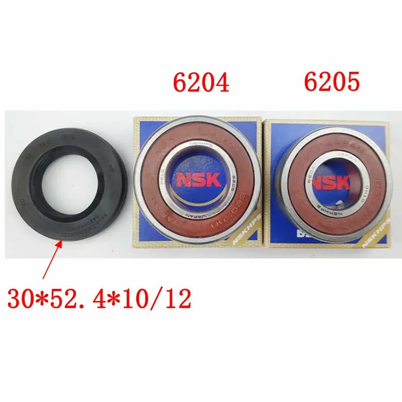 for Siemens drum washing machine Water seal（30*52.4*10/12）+bearings 2 PCs（6204 6205）Oil seal Sealing ring parts