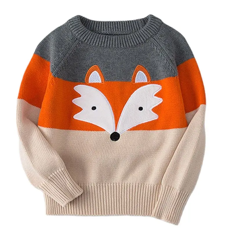 Autumn Boys Sweaters Cartoon Girls Baby Winter Knitted Sweater Cotton Baby Pullover Soft O-Neck Turtleneck Warm Outerwear Tops