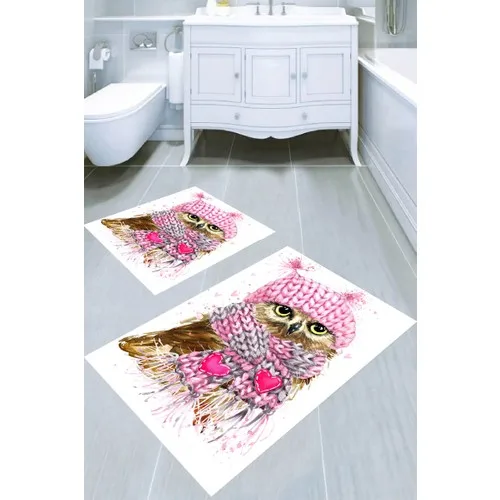 Horsehair Owl Patterned 2li Bath Mat (50 X100 X60 cm - 60 Cm)