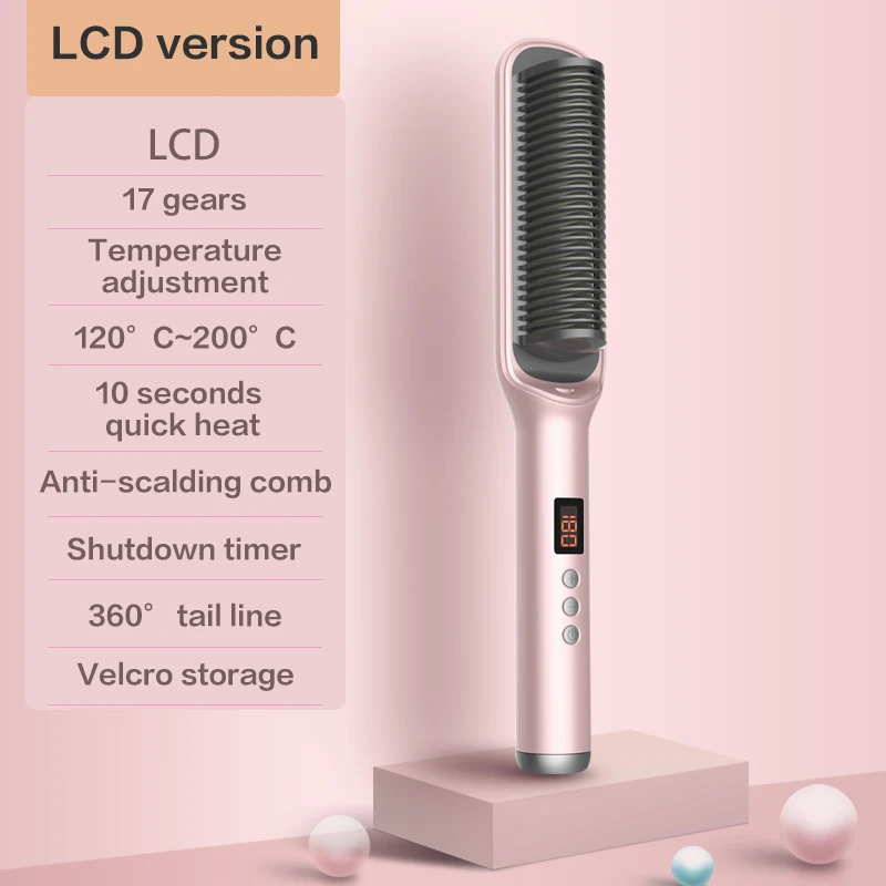 Professionelle Haarglätter Curler Negative Ionen Flüssigkeit Kristall Display Dauerwelle Glättung Pinsel Kamm Styler Friseur Werkzeug