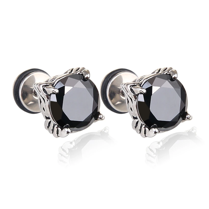 2021 New Black Zircon Small Stainless Steel Stud Earrings For Women Men Boy Punk Rock Hip Hop Ear Jewelry Accessories Earrings