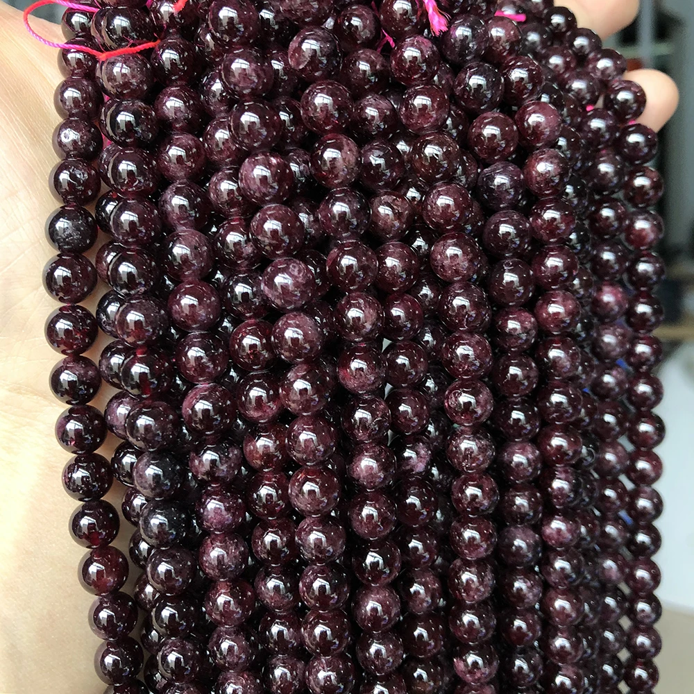 Natural Dark Red Garnet Stone Beads Round Loose Spacer Beads For Jewelry Making DIY healing Bracelet Necklace 15