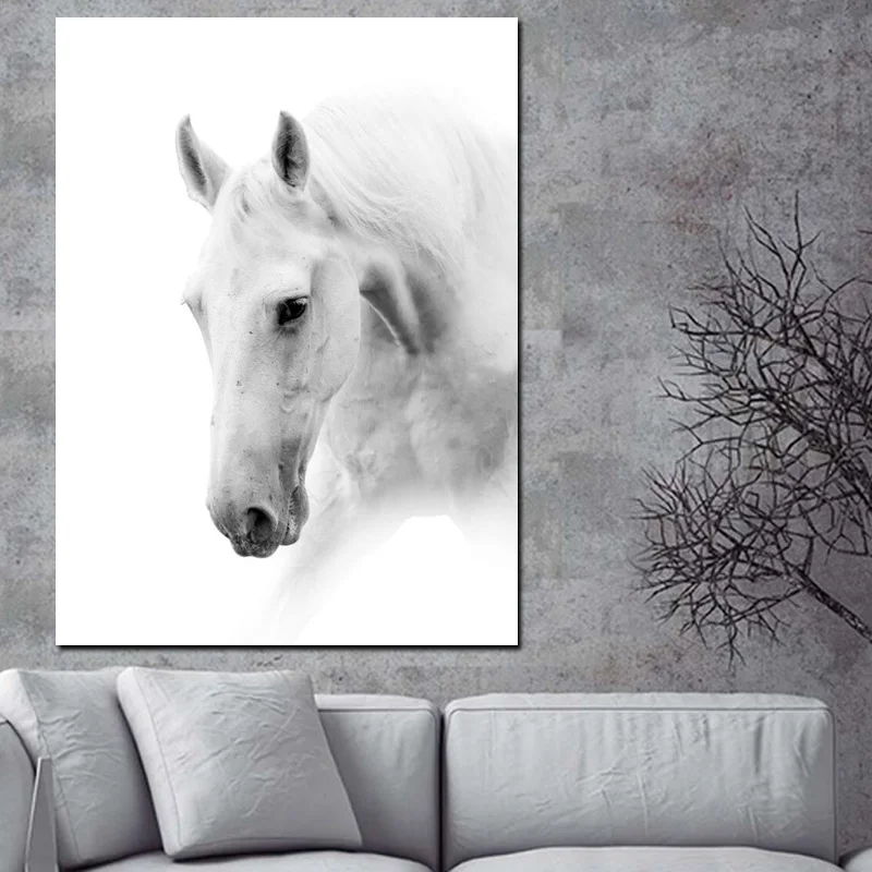 Artistic  Animals White Horse  poster DIY 5D  Diamond Painting   Full Square/Round Diamond Embroidery Mosaic  Cross Stitch   Ho