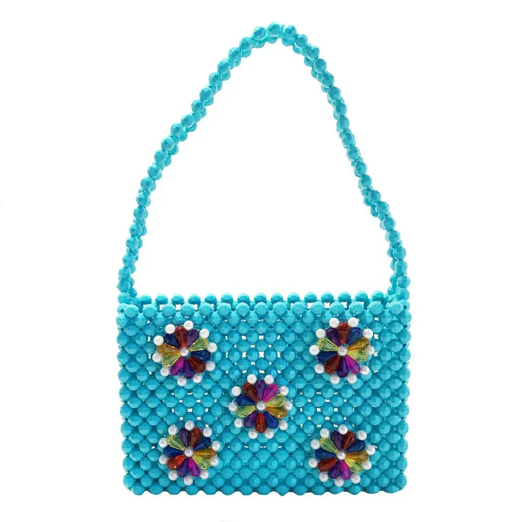 Luxury Pure Hand-woven Beaded Bucket Bag 2019 New Fashion Pearl Beaded Woven Shoulder Messenger Bag Handbags Women Family