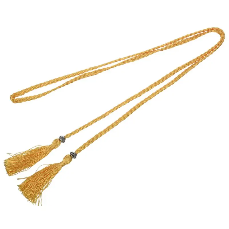 

Woven tassel belt knot decorated waist chain waist rope Gold