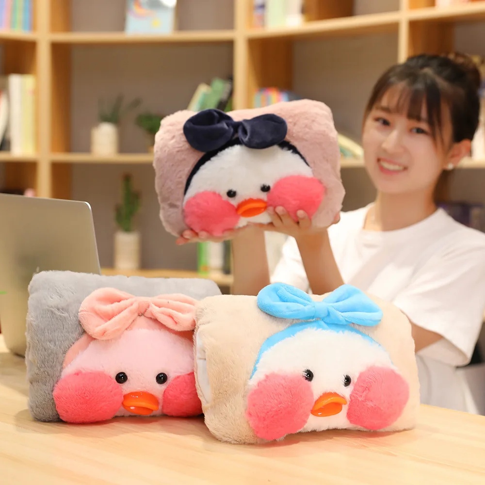 30cm Kawaii LaLafanfan Cafe Duck Warm Hands Plush Pillow Toy Elastic Stuffed Small Back Support Doll Cute Cartoon Animals