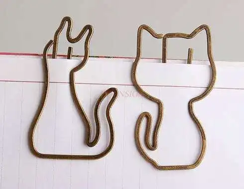 10pcs Retro flat bronze animal paper clip cartoon cat cat cute little pig paper clip