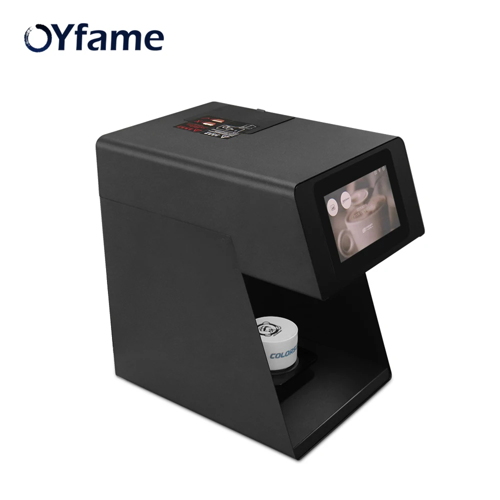 OYfame Automatic Coffee Printer brown color Coffee Printing Machine For Coffee Beer Juice cake Latte printer With Wifi