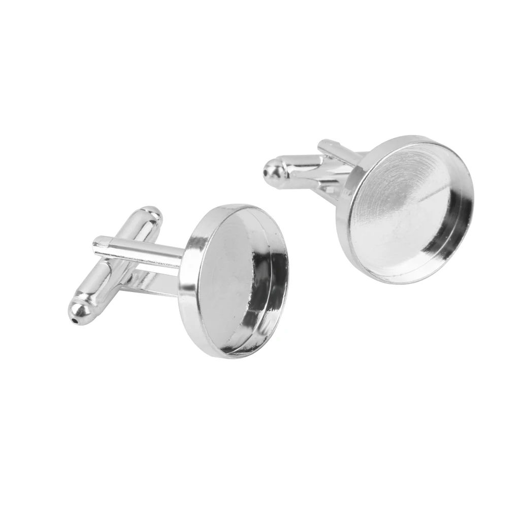 10Pcs Men Cufflinks Cuff Button Cabochons Frame Tray Bezel, Cufflink Blanks Setting Tray Brass For DIY Clothes Accessories