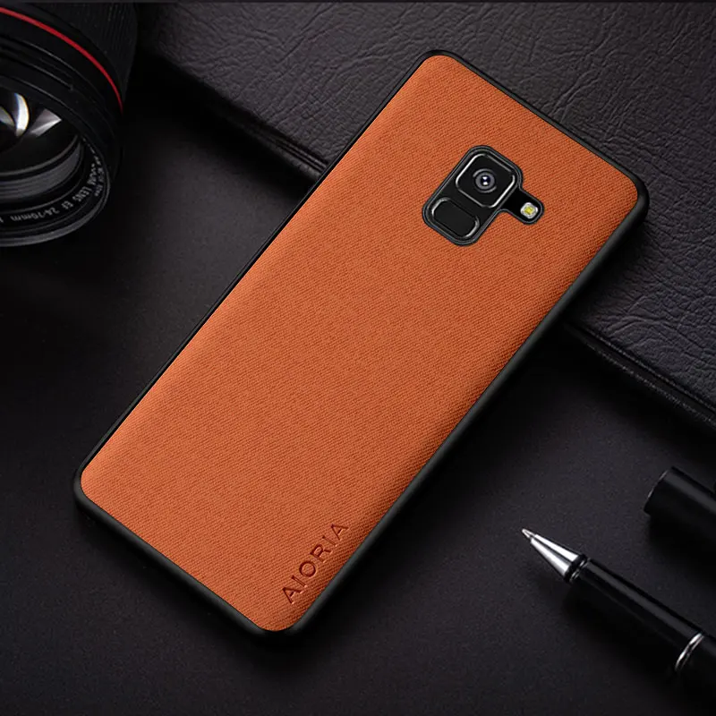 Case for Samsung Galaxy A8 Plus coque new simple design shockproof lightweight solid color textile Leather Cover funda