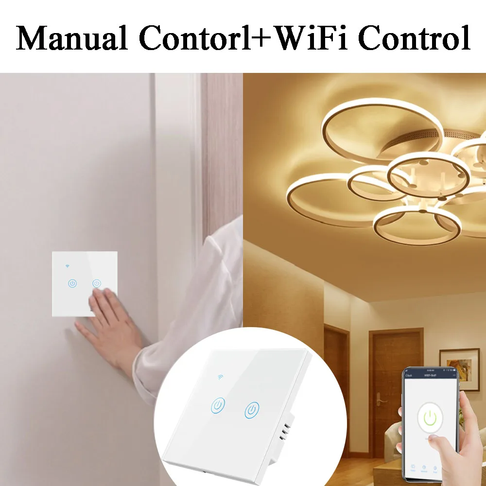 WiFi Touch Button Wall Switch 220V Smart Light Switch Without Neutral Tuya App Voice Remote Control Timer For Alexa Google Home