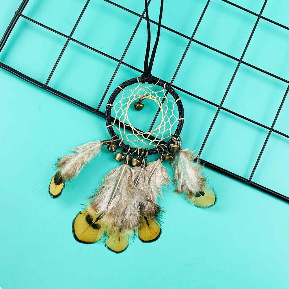 Indian Style Bell Feather Dream Catcher Wall Car Hanging Decoration Wind Chimes Girls Kids Aesthetic Room Decor Accessories Gift
