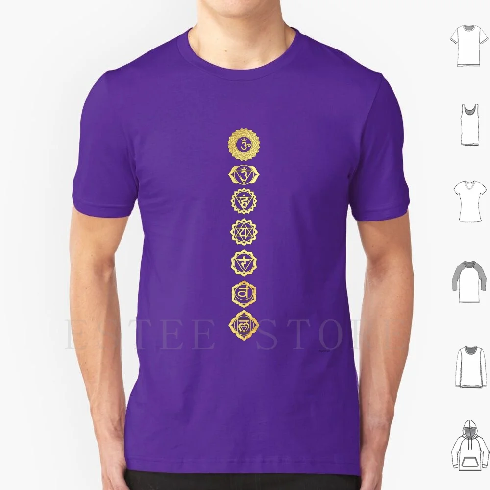 7 Balanced Chakras Goldfoil T Shirt Men Cotton 6xl Chakras New Age Spiritual Spiritual Gangster Namaste 7 Balanced Chakras