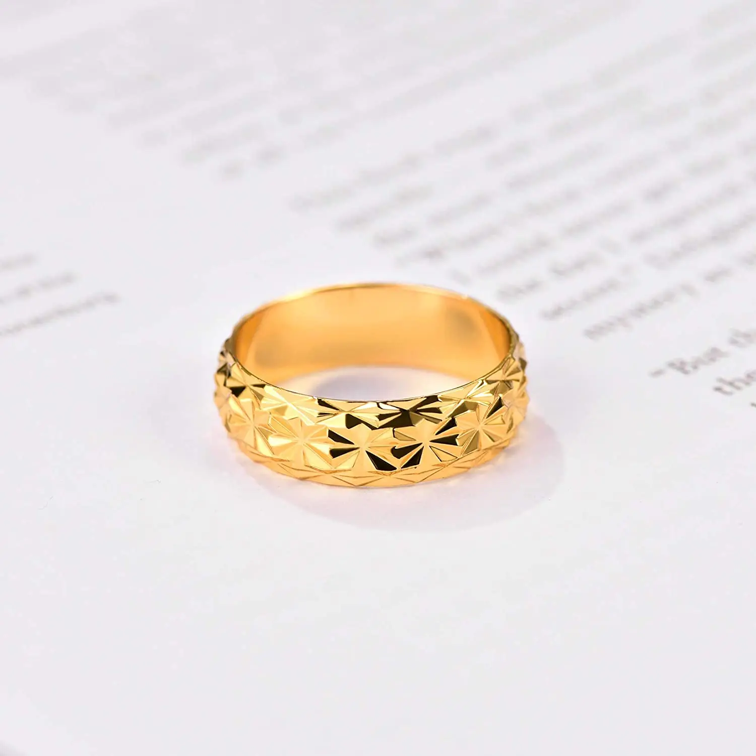 U7 Convex 6mm Wide 3D Geometric Grain Ring Simple Couple Jewelry Men Women