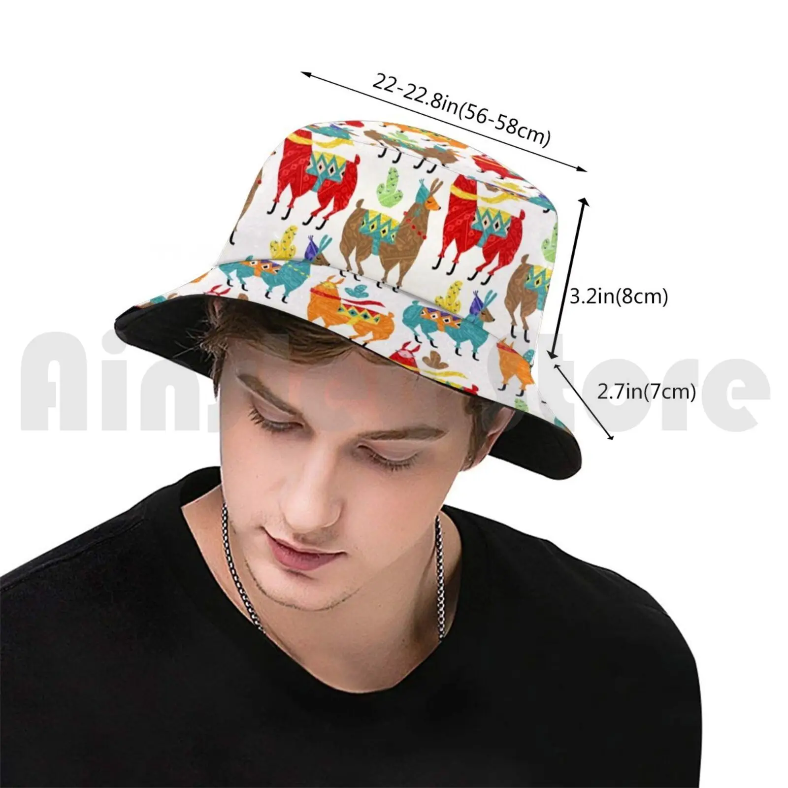 Color Llamas Sun Hat Foldable UV Protection Llama Animals Cute Colorful Peru Peruvian Alpaka Winter Cold Pattern Gaia