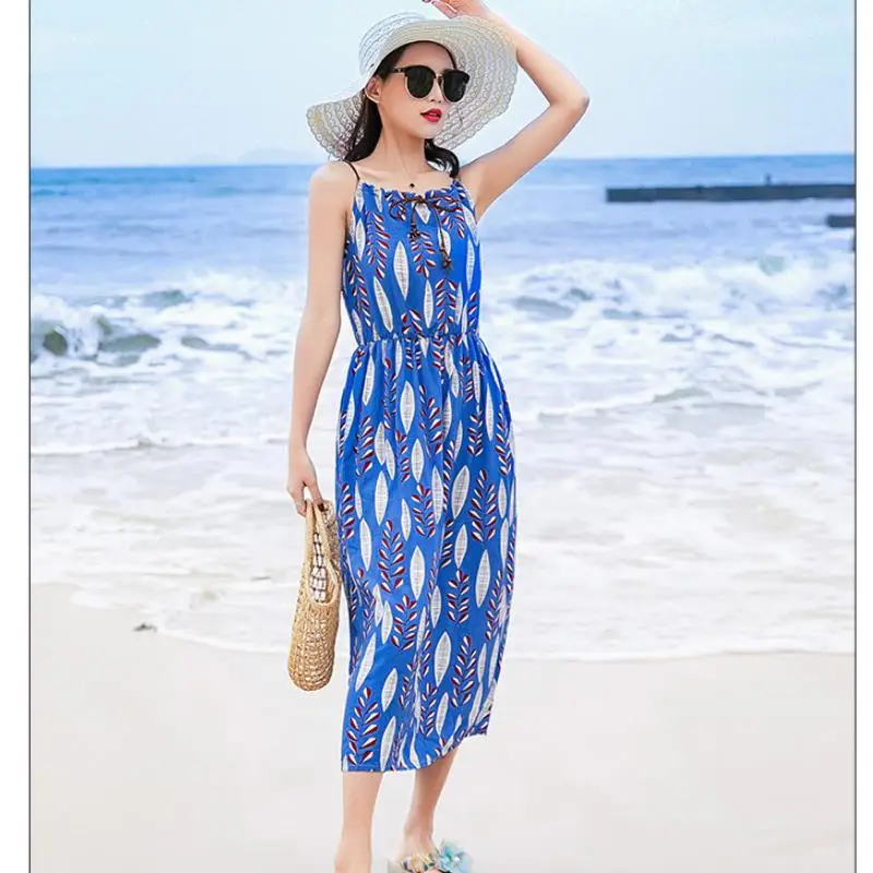 Women's Parent-child dress summer Fashion Women Print Boho Floral Long Maxi Dress Sleeveless Evening Party Summer Beach Sundress