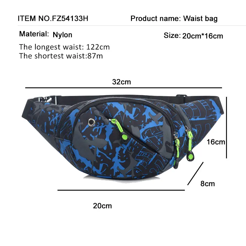 Printed Fashion Murse Men Women Funny Bags Travel Bag Bumbag Waist Money Belt Passport Wallet Zipped Security Pouch Waist Packs