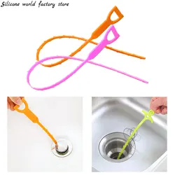 Silicone world Sink Pipe Drain Cleaner Pipeline Hair Cleaning Kitchen Bathroom Shower  Sewer Clog Plastic Hook Dredging Tools