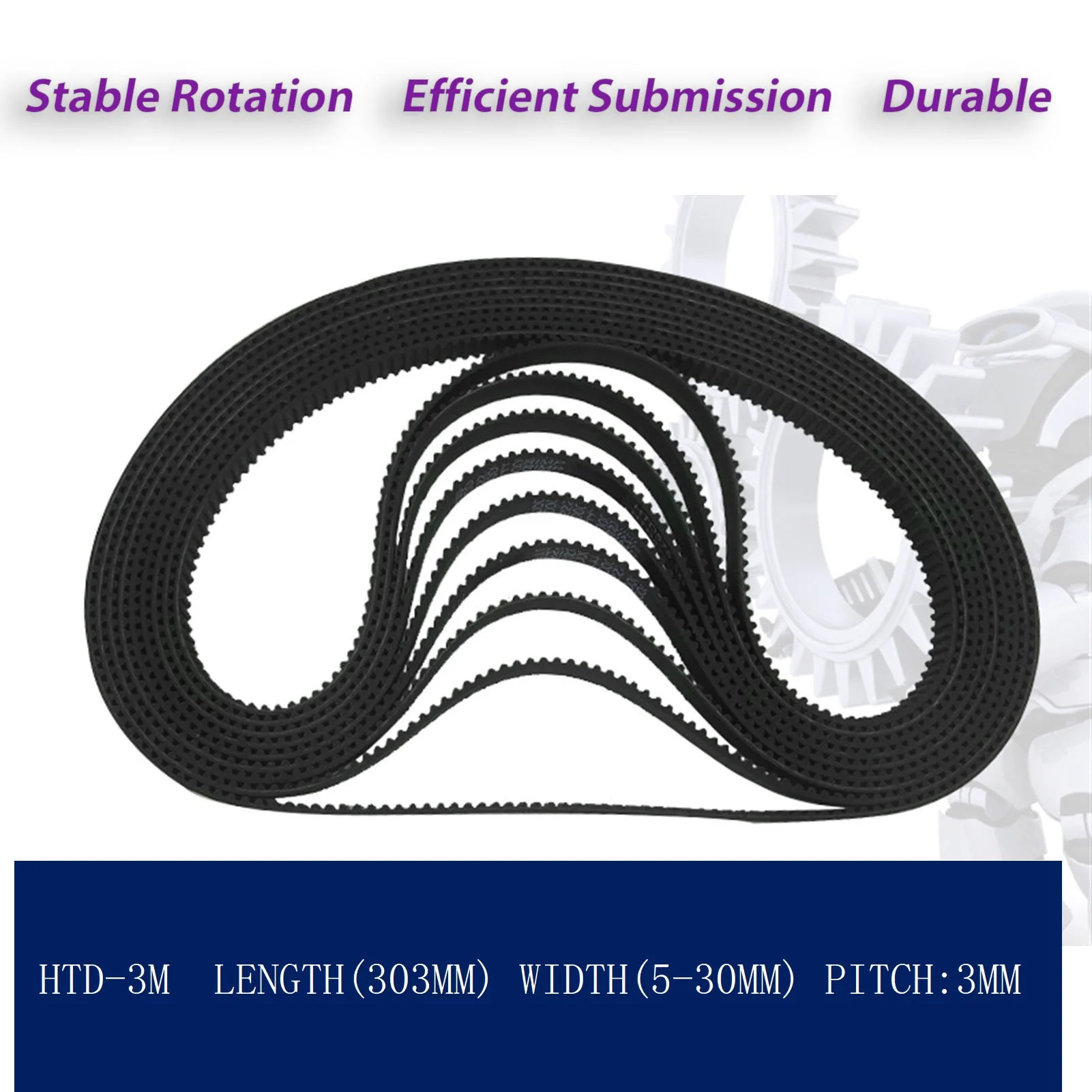 HTD3M Timing Synchronous Belt, Length 303mm, HTD3M-303, Width 9mm 6mm, 101Teeth, Pitch 3mm, 3M Synchronous Belt