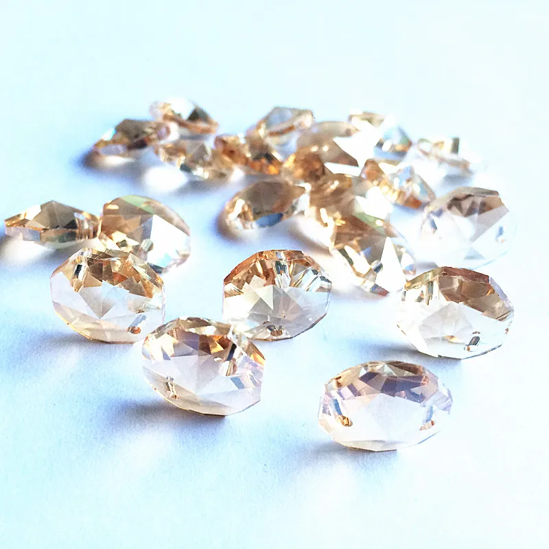 Top Quality 200pcs Multicolor K9 Crystal Glass Octagon Beads in 2 holes (Free Rings) Chandelier Parts DIY Beads Garland Strands
