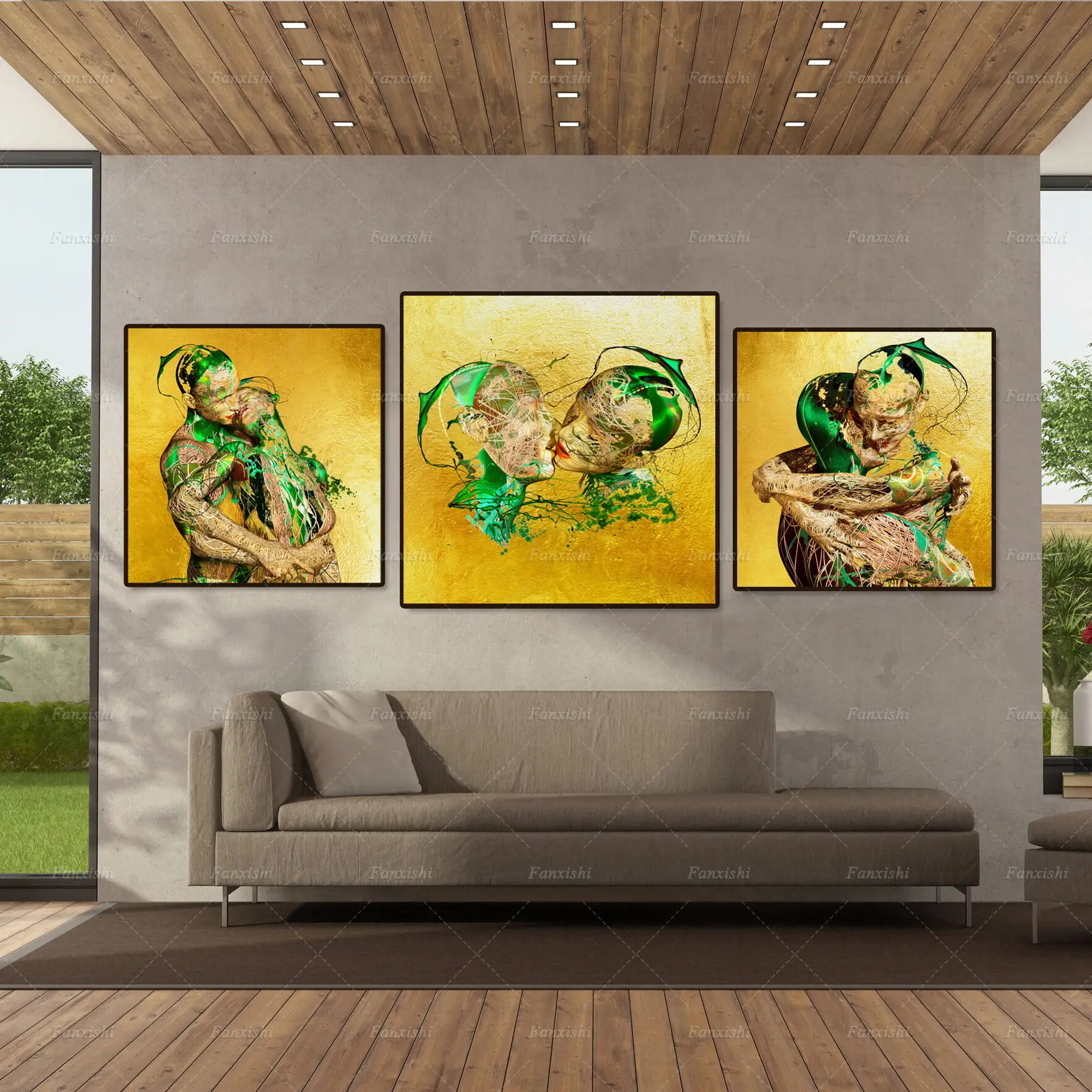 Lovers Embrace，Kiss Wall Print Art Luxury,Gold Prints Poster Art Canvas Painting Wall Pictures For Living Room Anniversary Gifts