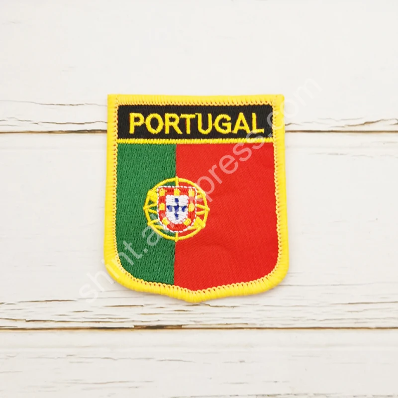 Portugal Portuguesa National Flag Embroidery Patches Badge Shield And Square Shape Pin One Set On The Cloth Armband Backpack
