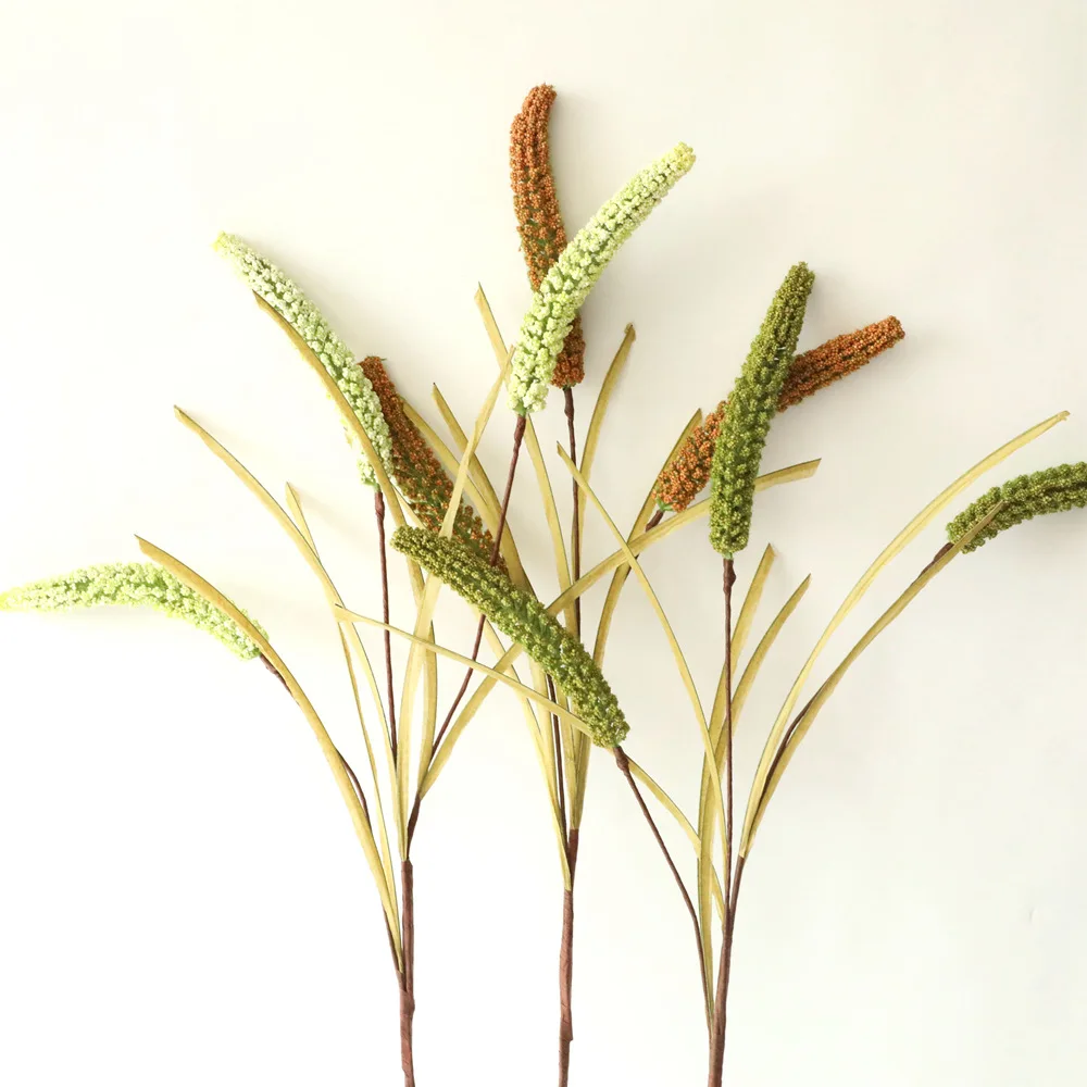 

Simulation 3Heads of Hairy Millet Plants, Foam Flower for Farmhouse Decor, Wedding Flower Wall Background, Fake Plants, 10Pcs