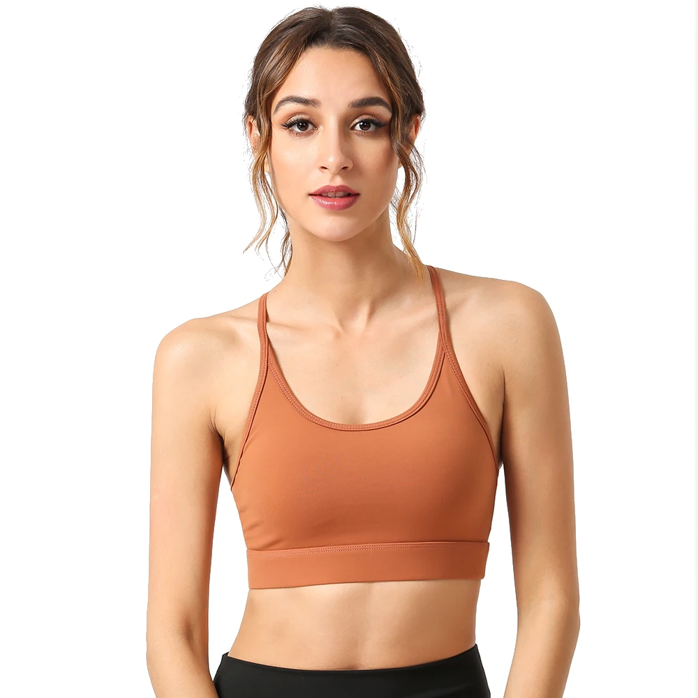 Shockproof Sports Bra For Women Gym Plus Size Nylon Solid Jogging Femme Workout Bra Yoga Underwear Running Bra Top For Fitness