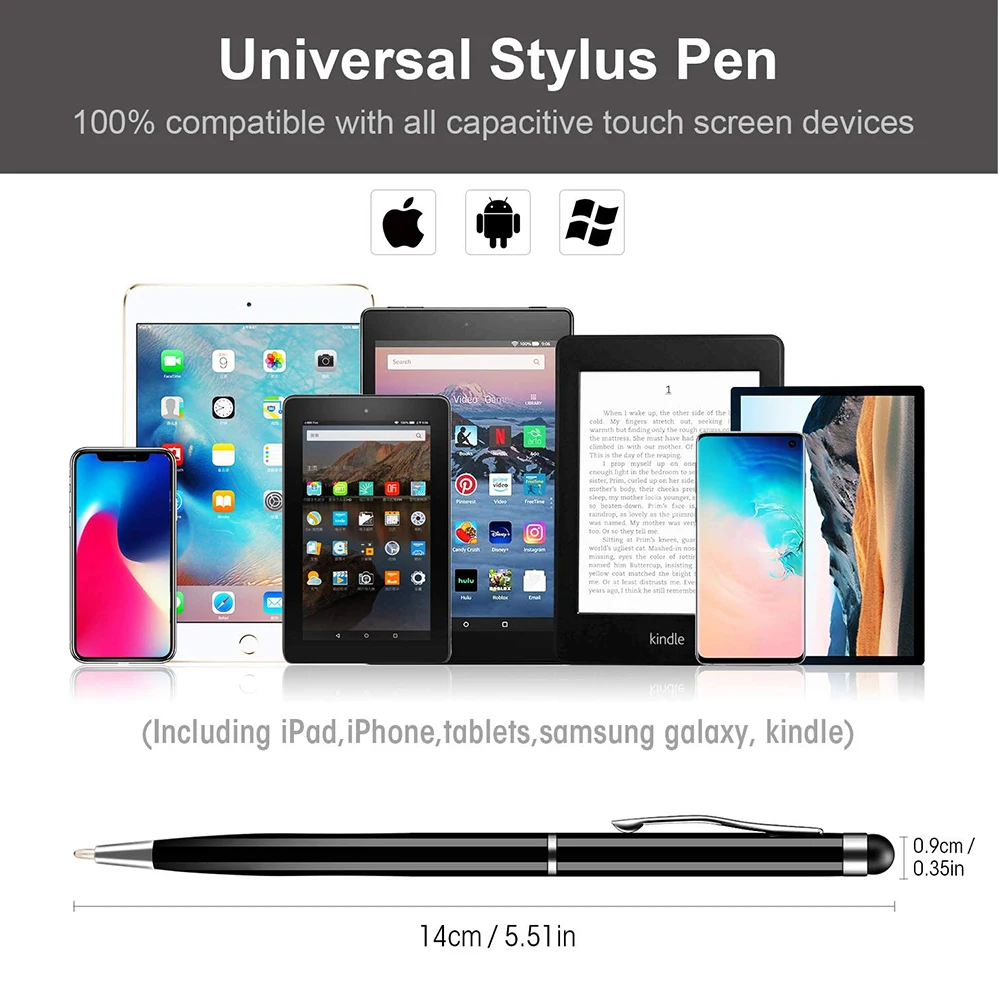 Stylus Pen for Smartphones Tablet 2 in 1 Universal Capacitive Screen Touch Drawing Writing Pencil for Android Samsung Xiaomi