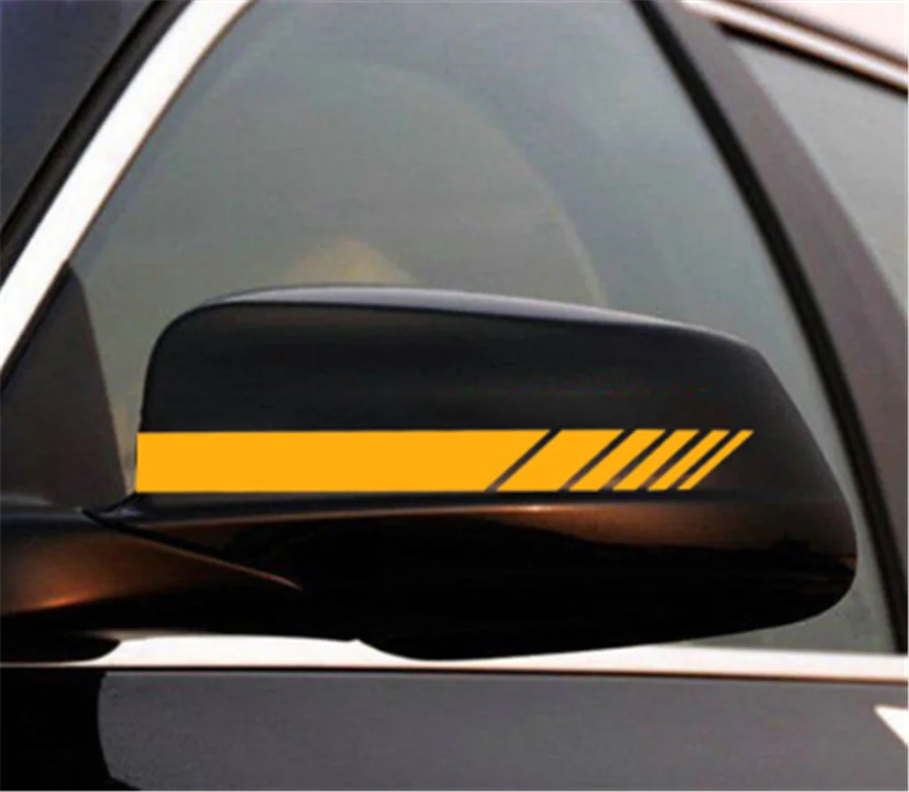 1pair Universal Auto Car Sticker Non Fading Fashion Color Stripe Racing Strips Side Rear View Mirror Decor Decal